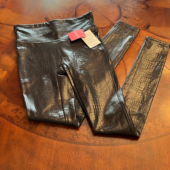 SPANX Pants - SPANX Faux Leather Croc Leggings brown/black